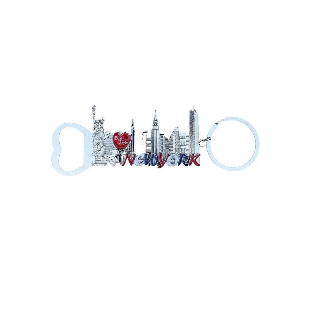 New York Big Apple Skyline Metal Key Chain/Bottle Opener New
